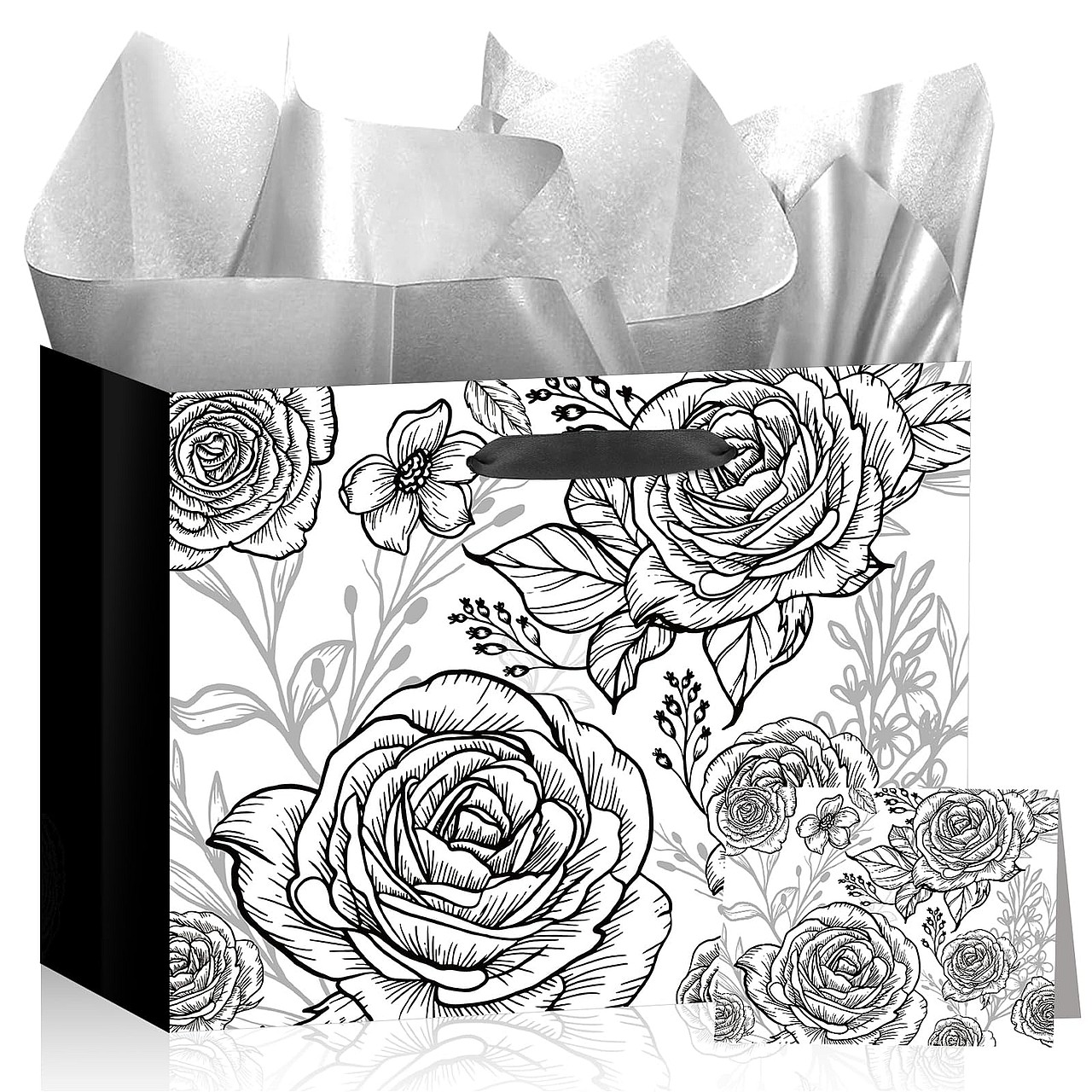 Black Rose Gift Bag Set