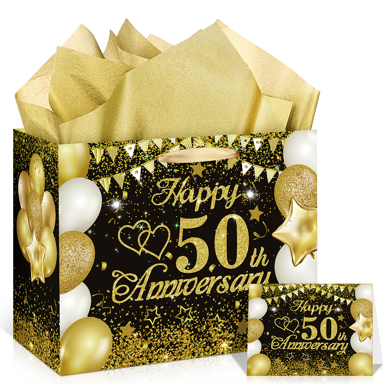 Black Gold 50th Anniversary Party Gift Bag Set