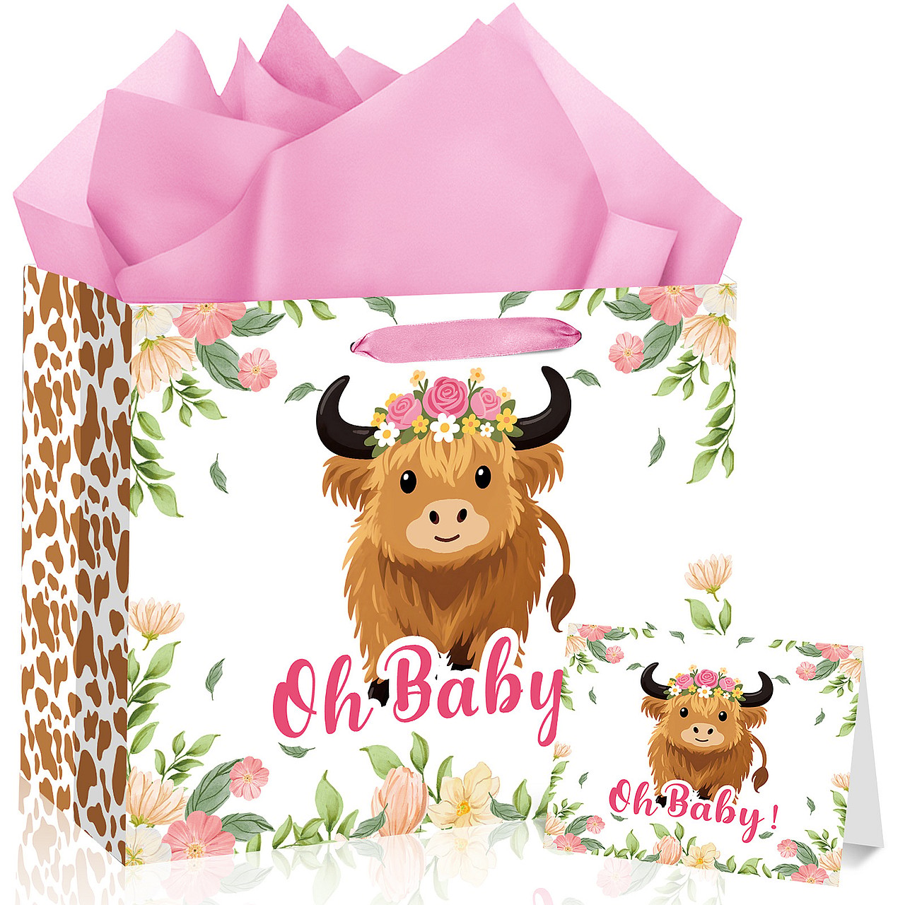 Highland Cow Gift Bag Set