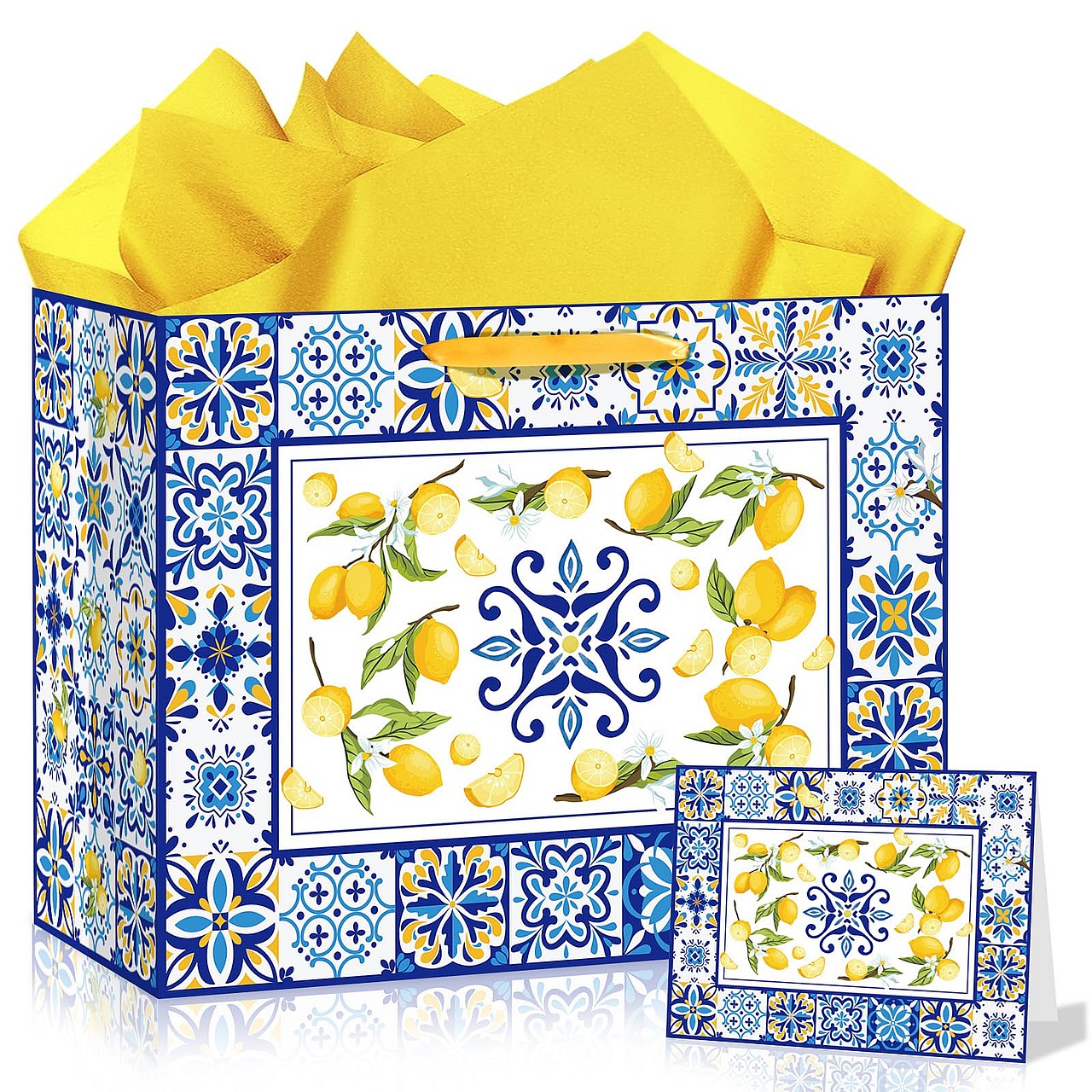Blue Tiles Lemon Gift Bag Set