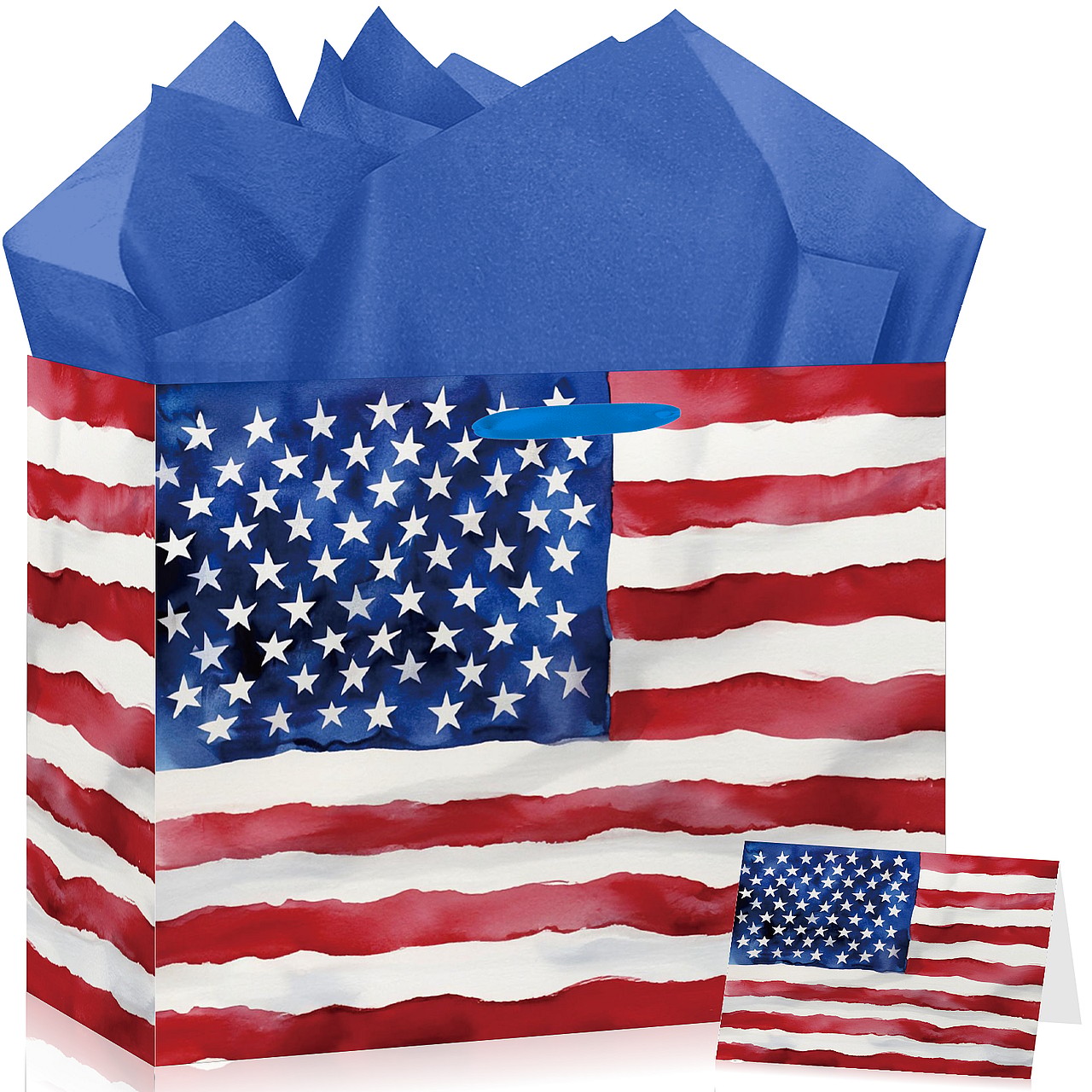 Watercolor United States US Flag Gift Bag Set