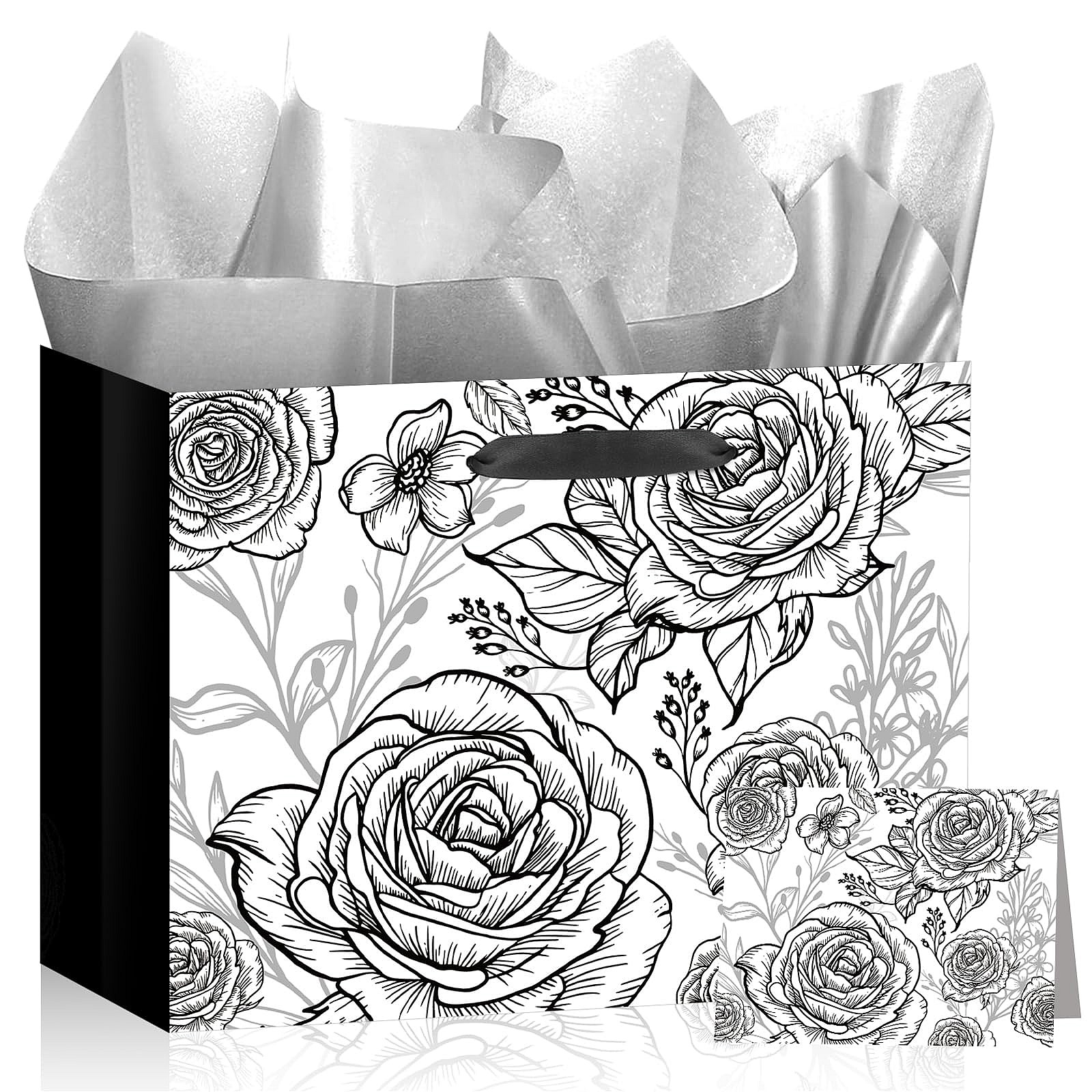 Black Rose Gift Bag Set