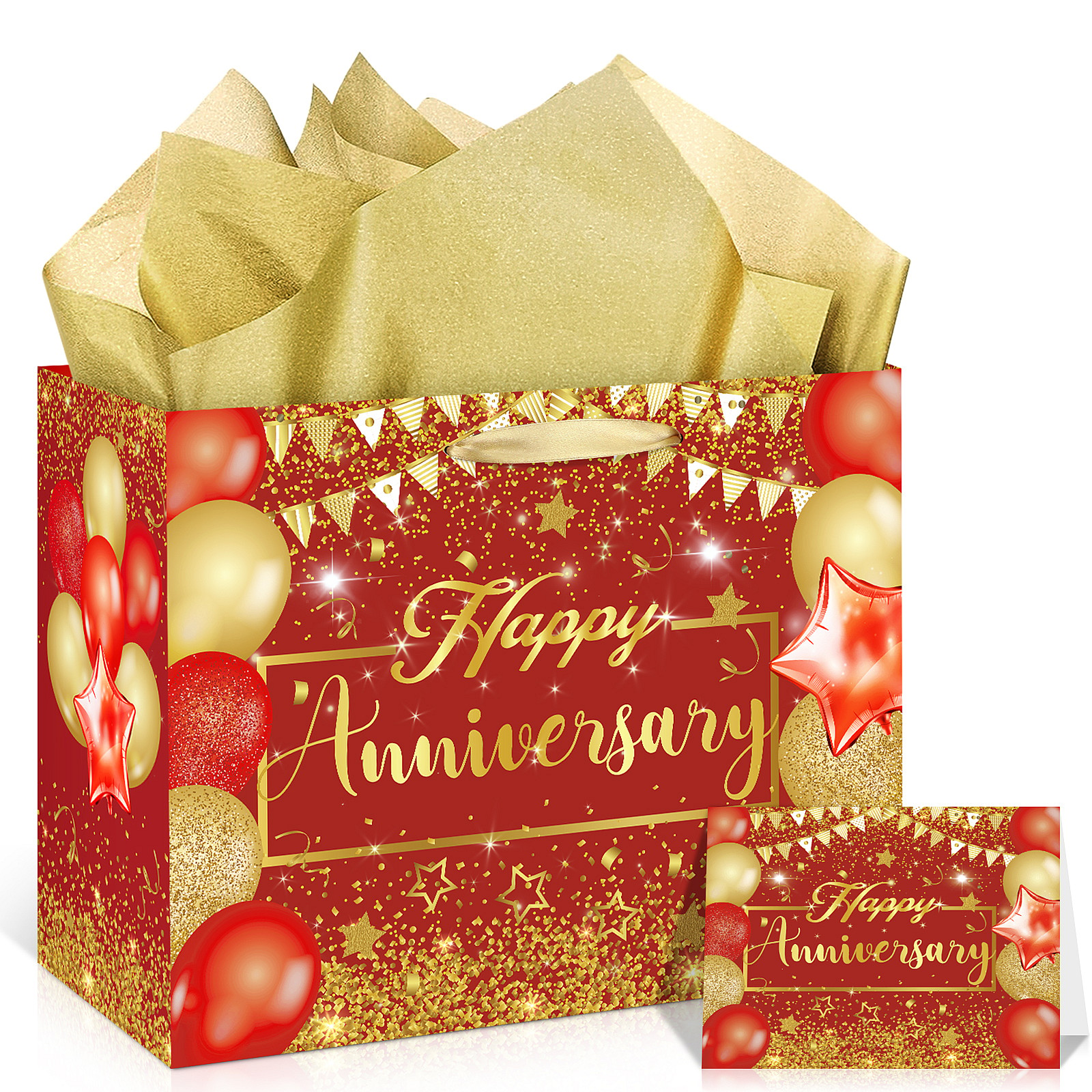 Red Anniversary Party Gift Bag Set
