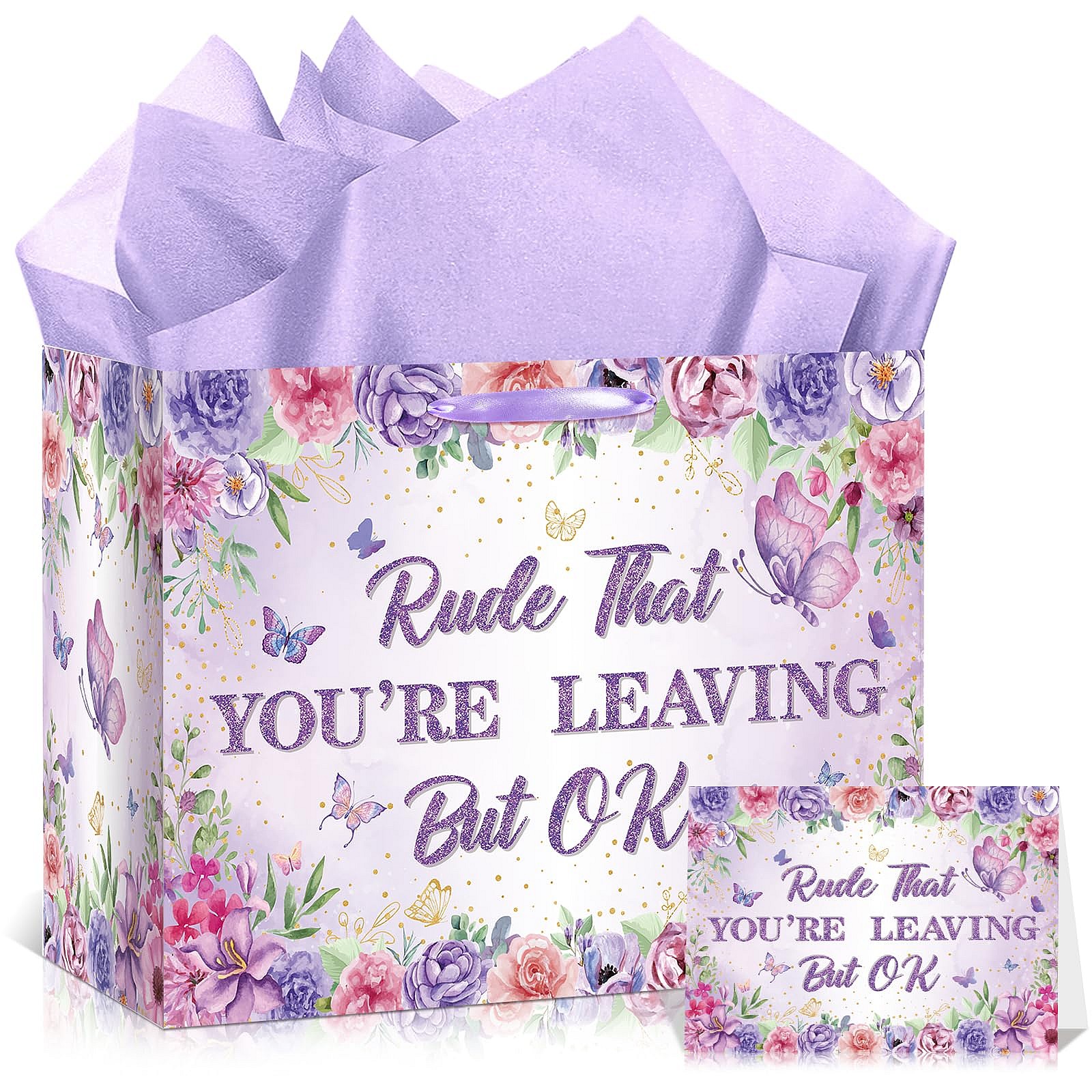 Purple Coworker Leaving Gift Bag Set