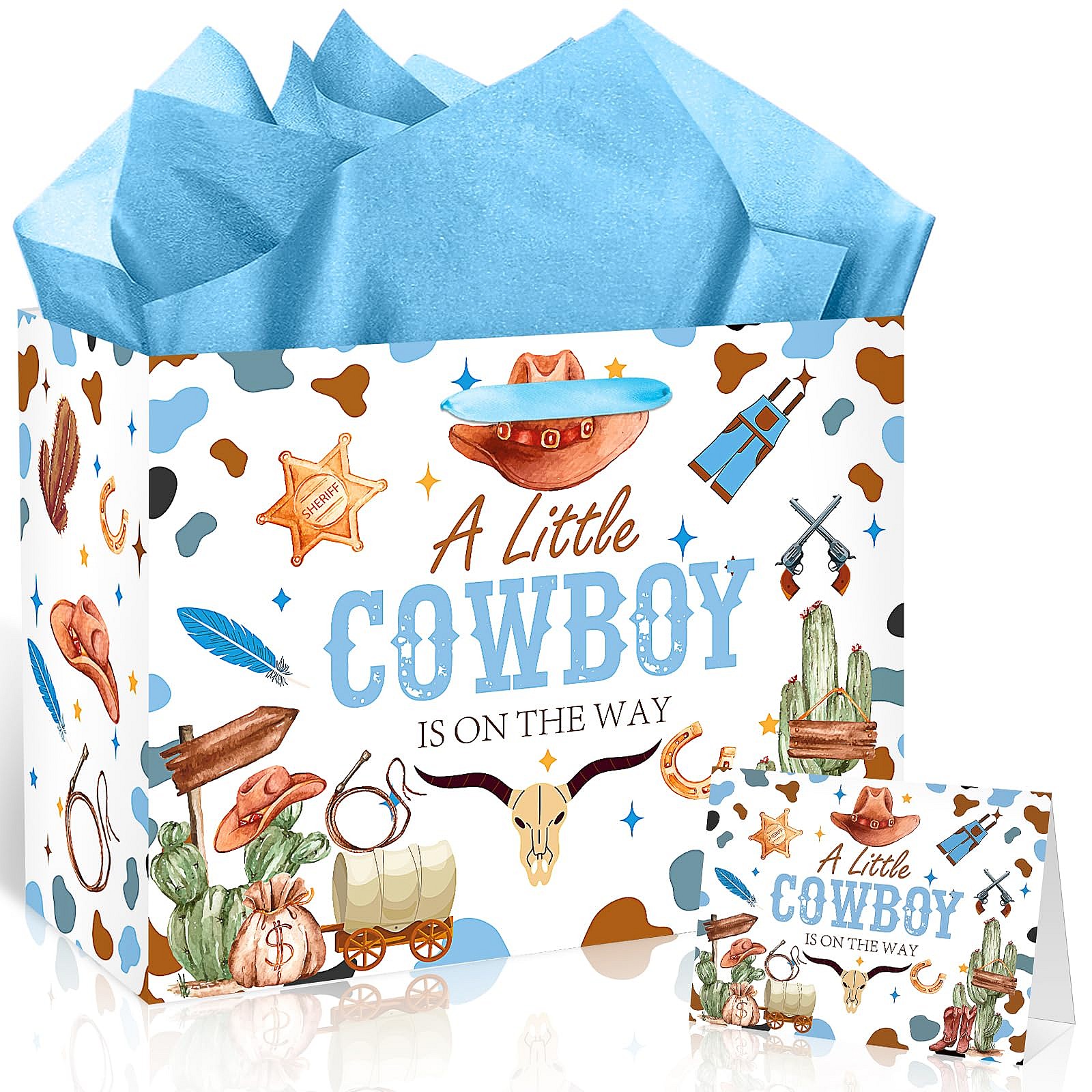 Cowboy Baby Shower Birthday Gift Bag Set