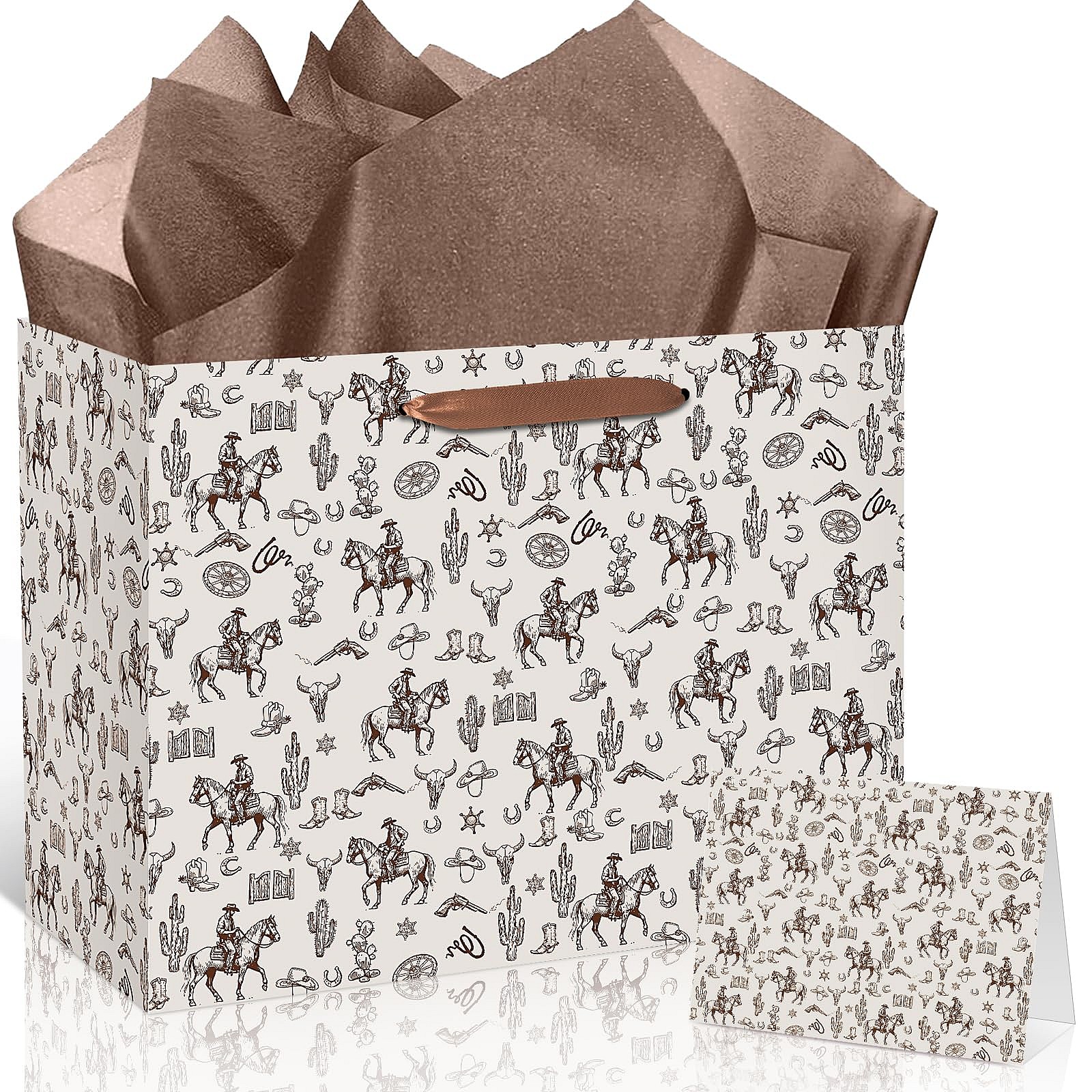 Large Cowboy Gift Bag Set