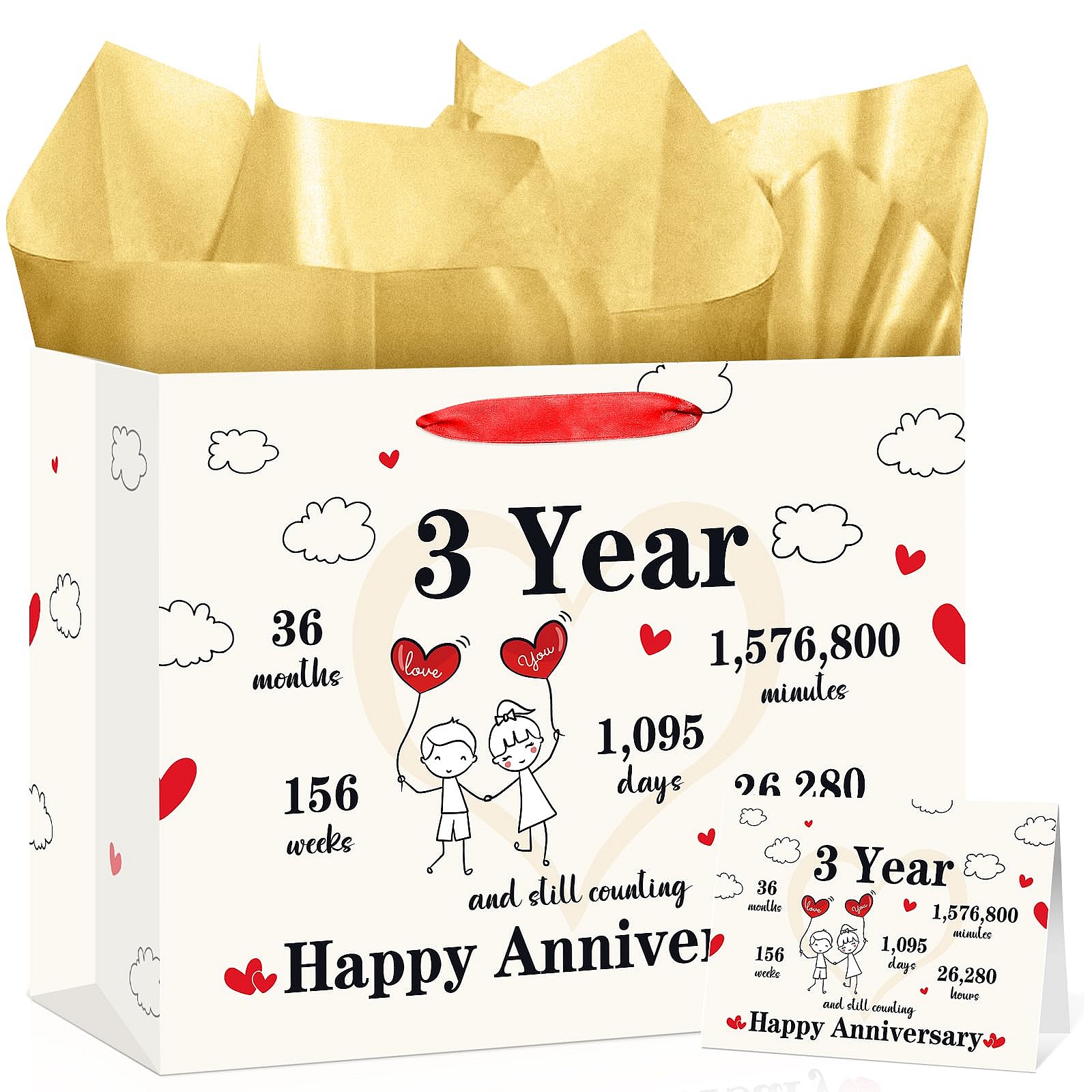 3rd Anniversary Paper Gift Bag Set