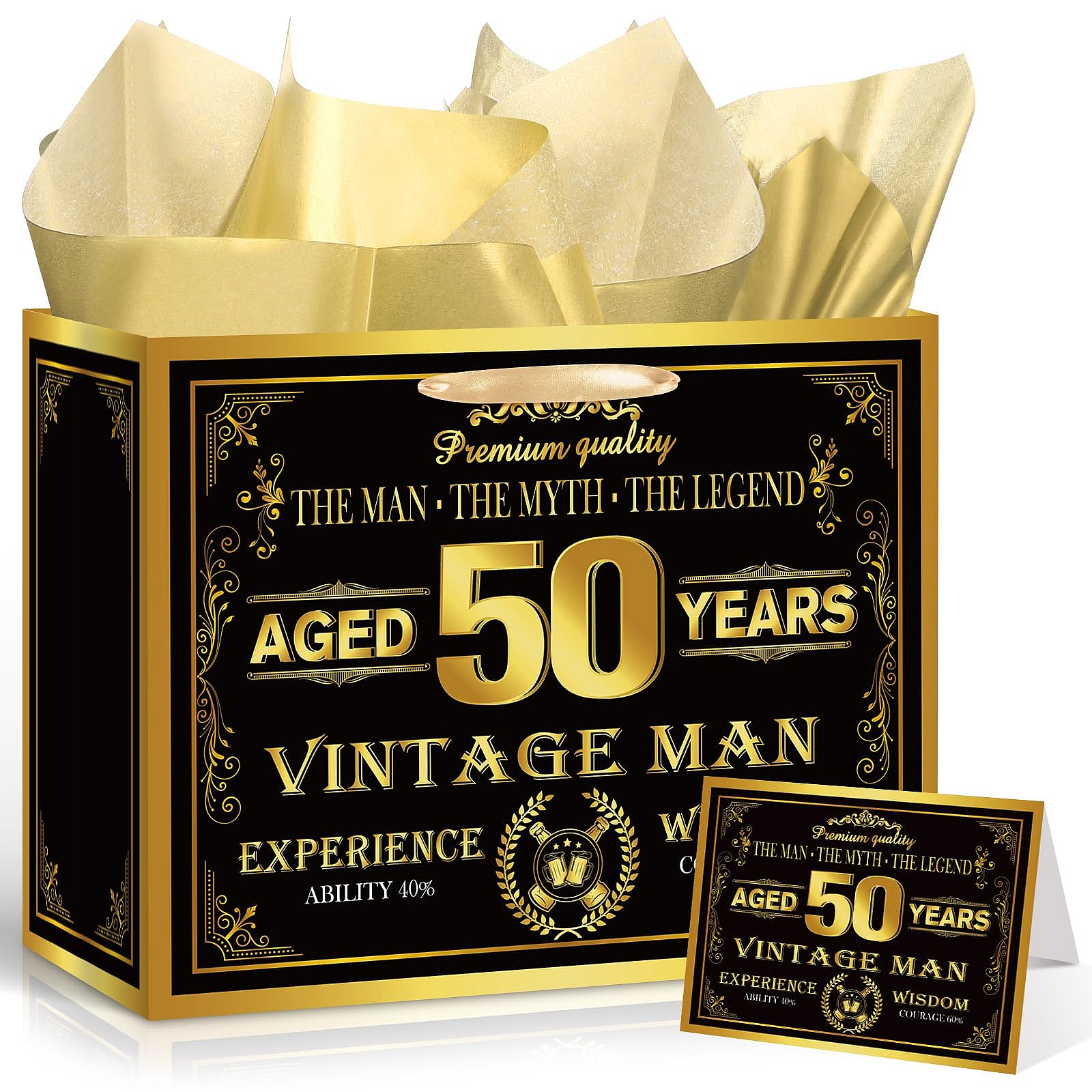 Vintage 50th Birthday Gift Bag Set