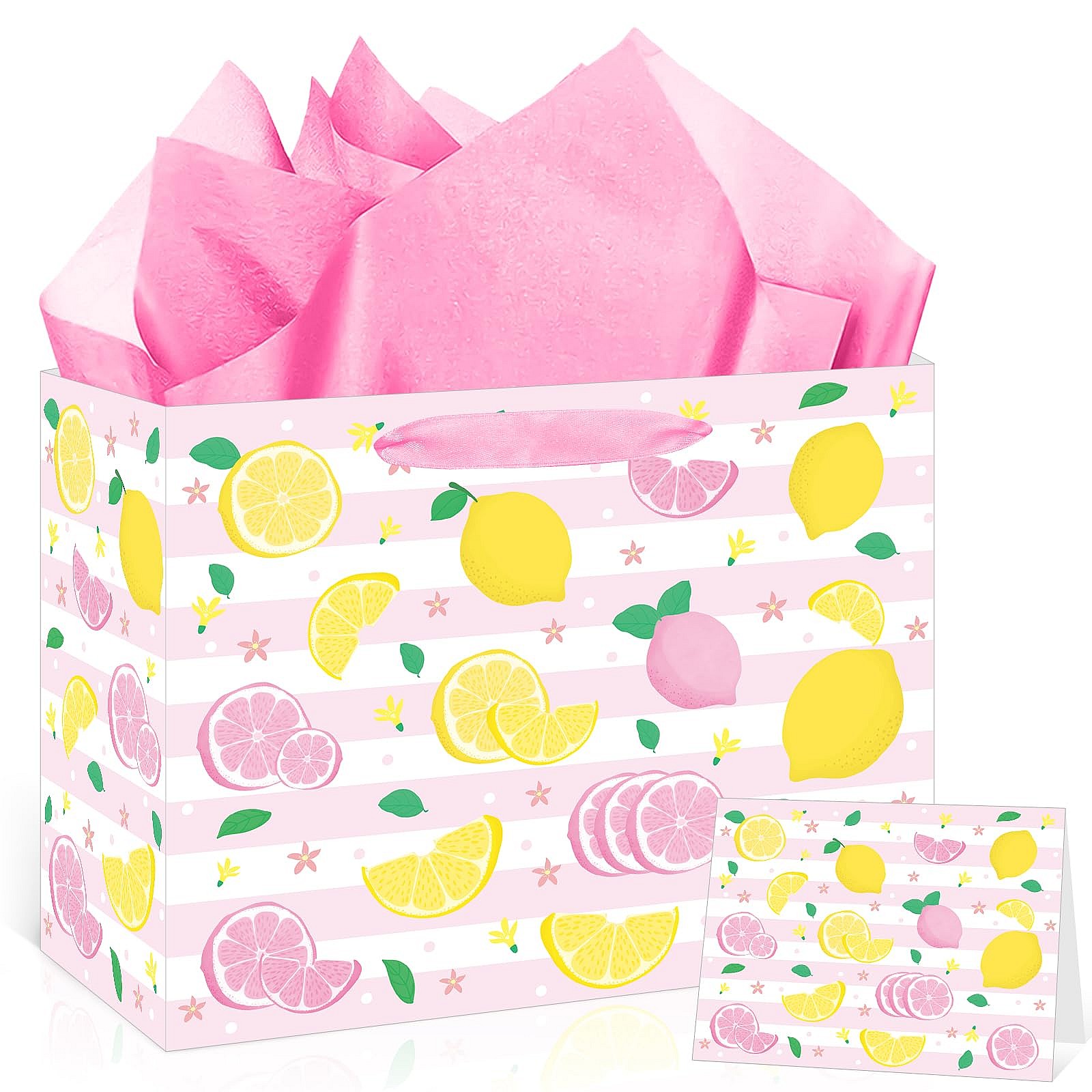 Pink and Yellow Lemon Gift Bag Set
