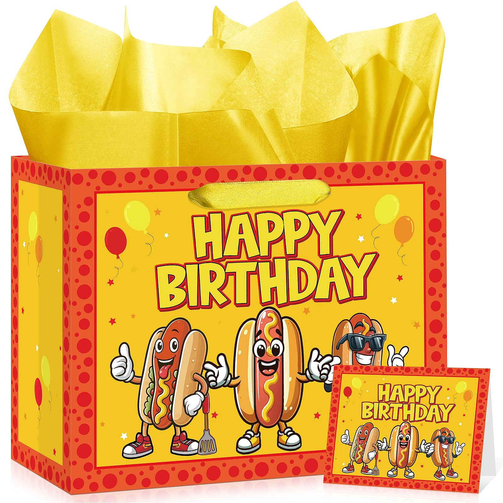 Cartoon Hot Dog Birthday Gift Bag Set