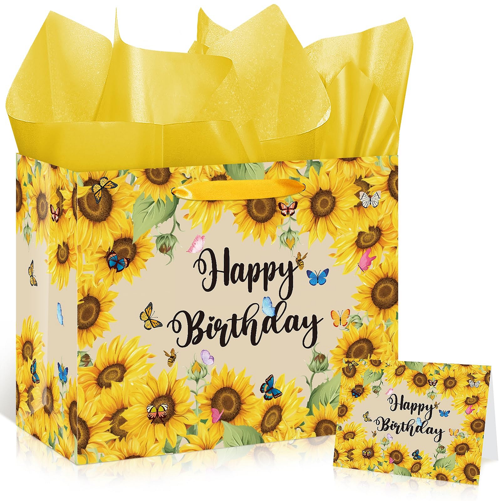 Sunflower Birthday Gift Bag Set