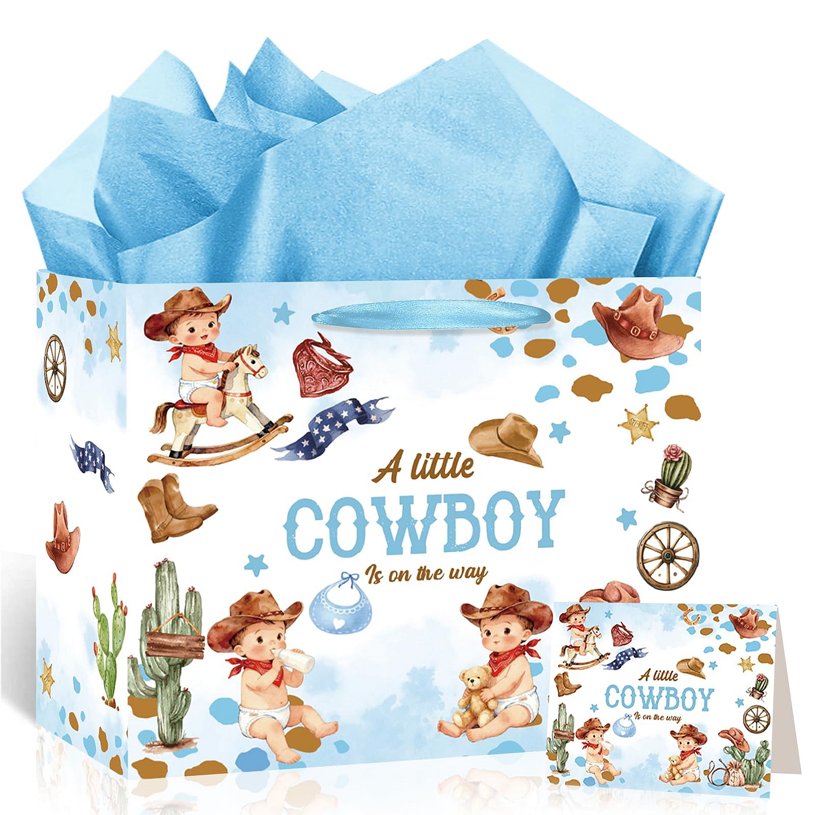 A Little Cowboy Is On the Way Gift Bag Set