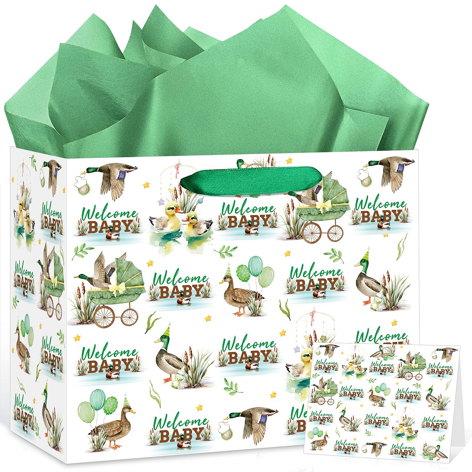 Mallard Duck Baby Shower Paper Gift Bag Set