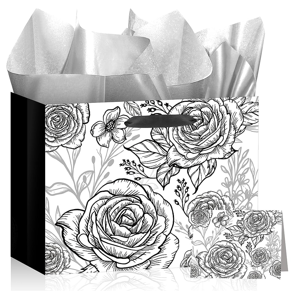 Black Rose Gift Bag Set