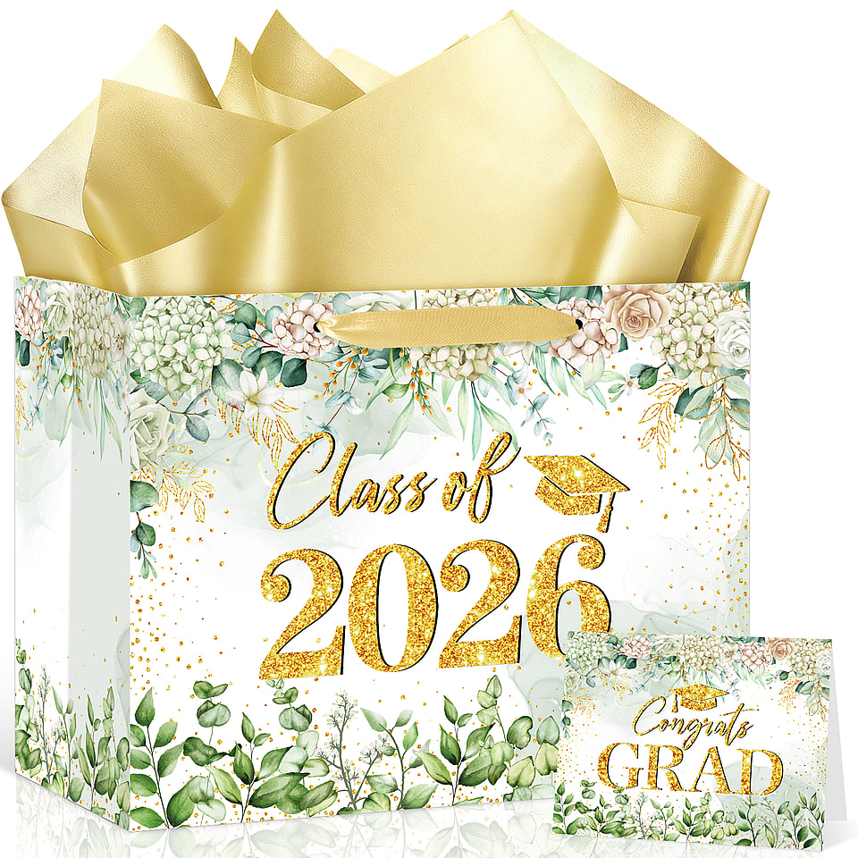 Sage Green Graduation Party Gift Bag Set