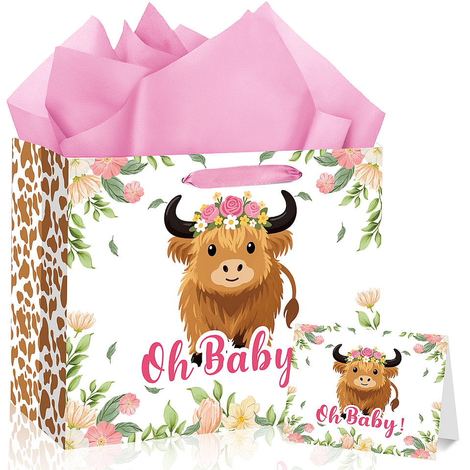 Highland Cow Gift Bag Set