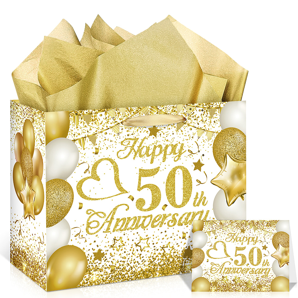 50th Anniversary Paper Gift Bag Set