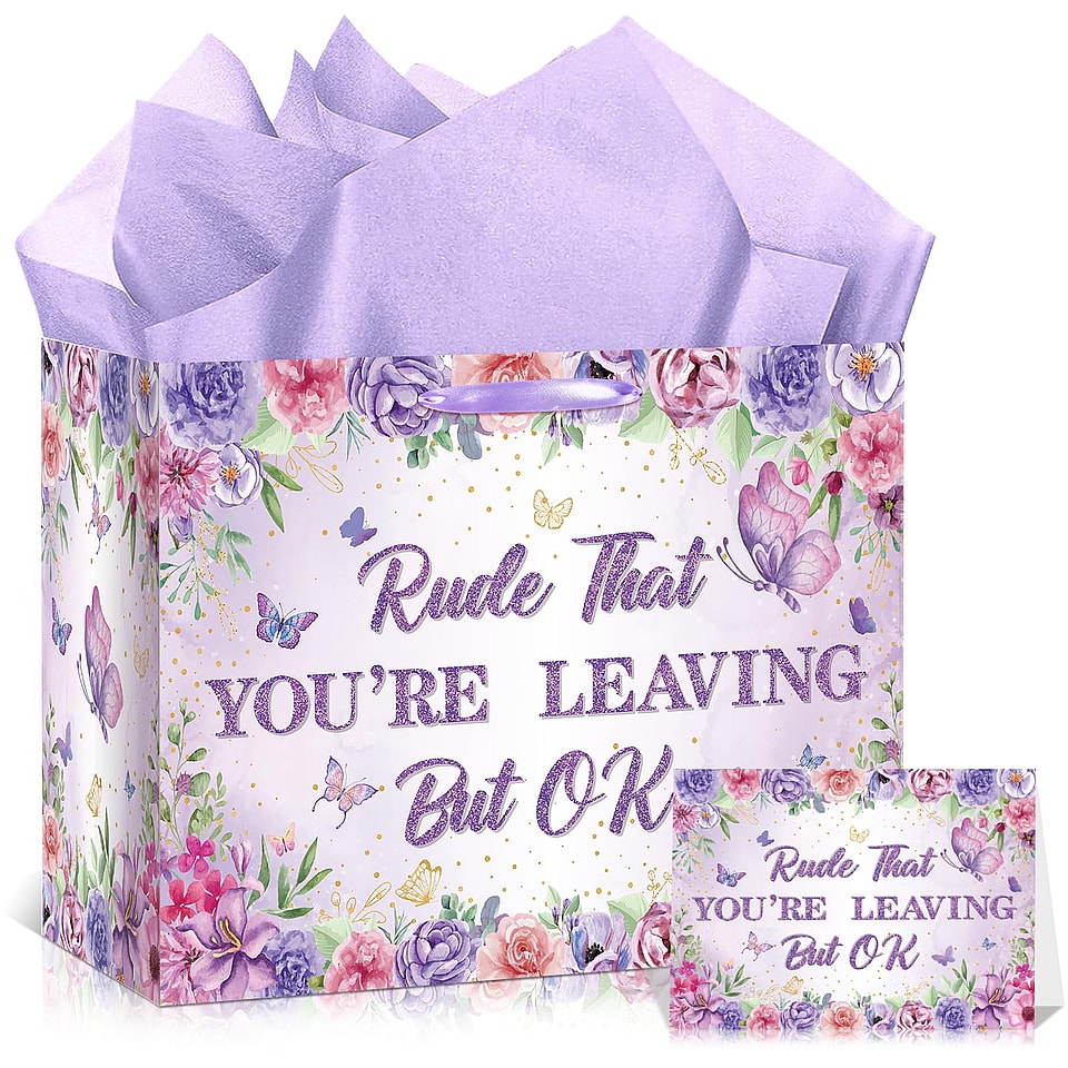 Purple Coworker Leaving Gift Bag Set