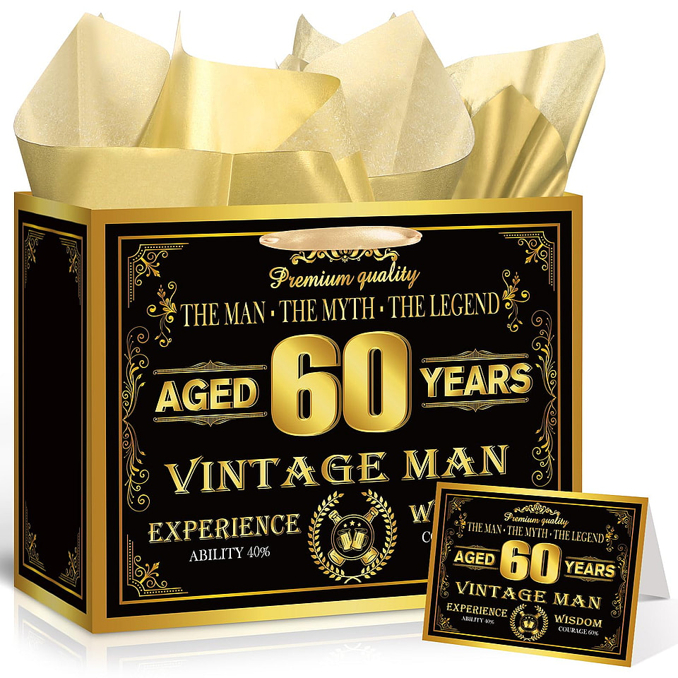 Vintage 60th Birthday Gift Bag Set