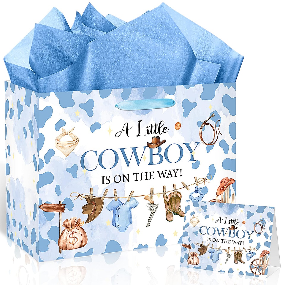 Cowboy Baby Shower Birthday Gift Bag Set