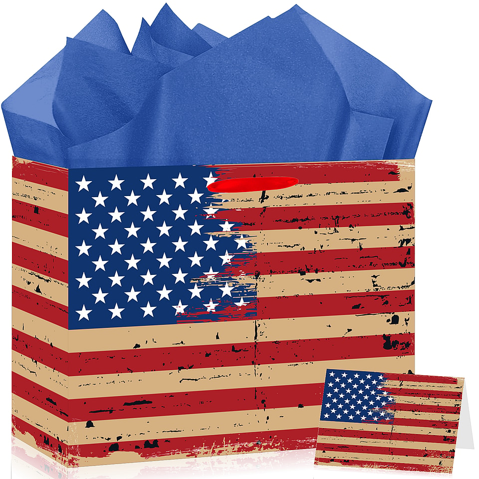 Retro United States US Flag Gift Bag Set