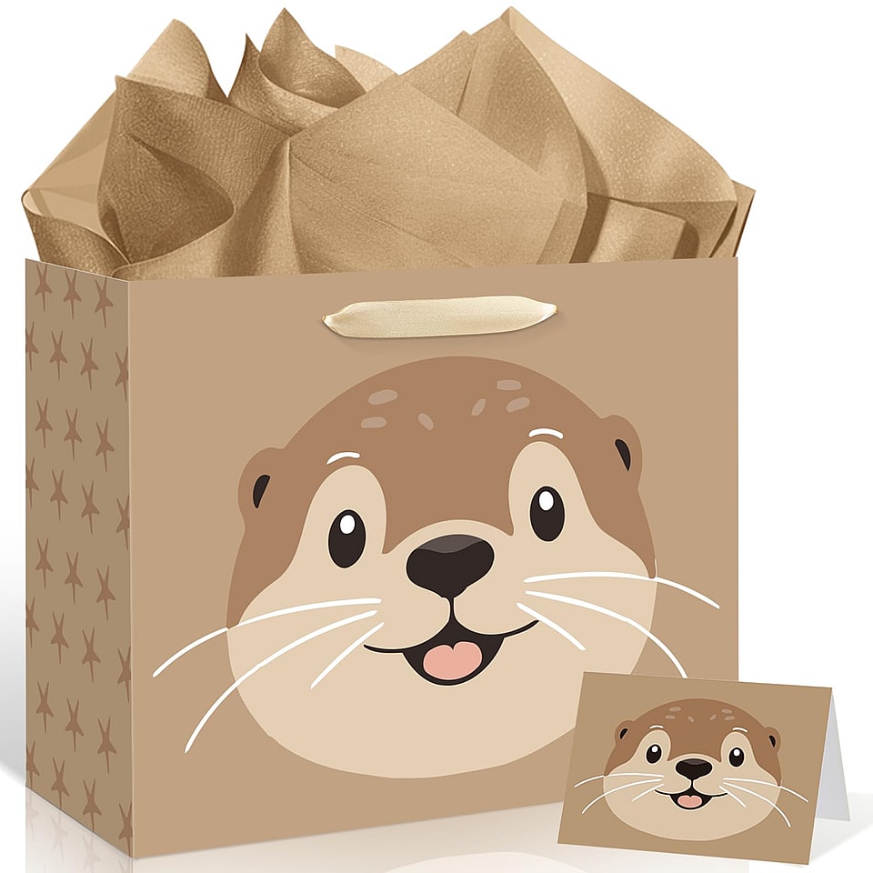Large Otter Birthday Gift Bag Set