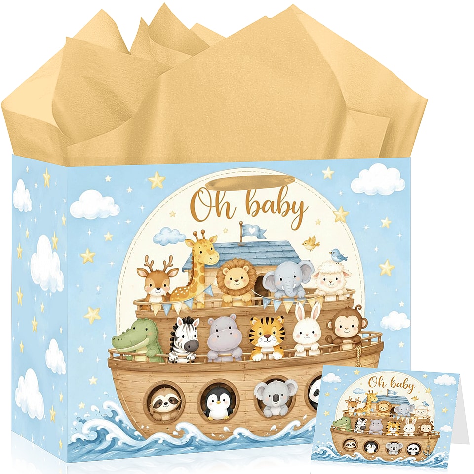Blue Noah's Ark Gift Bag Set