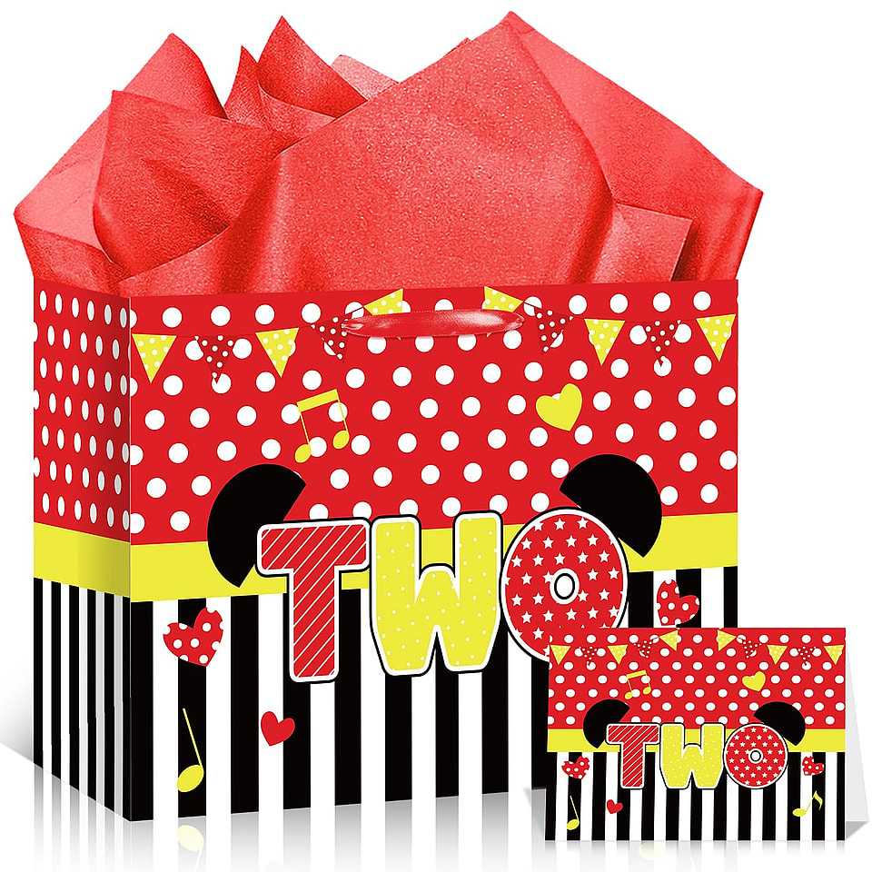 Cartoon Mouse 2nd Birthday Gift Bag Set