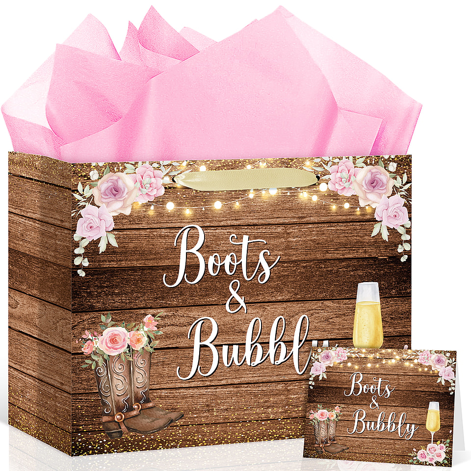 Boots and Bubbly Gift Bag Set