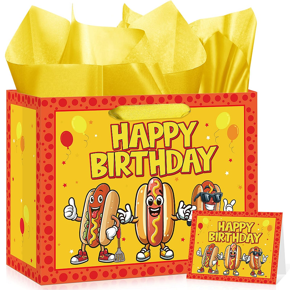 Cartoon Hot Dog Birthday Gift Bag Set