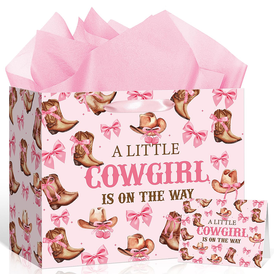 Cowgirl Baby Shower Paper Gift Bag Set