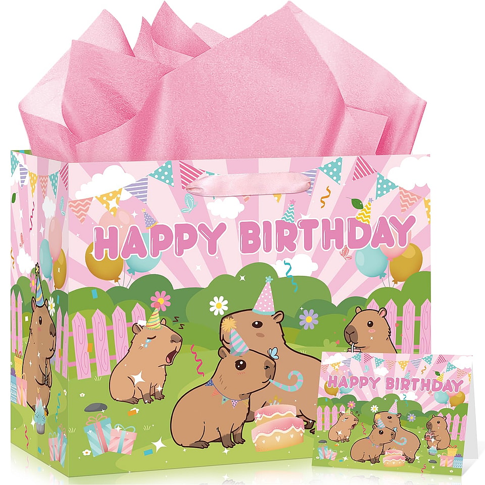 Capybara Birthday Gift Bag Set