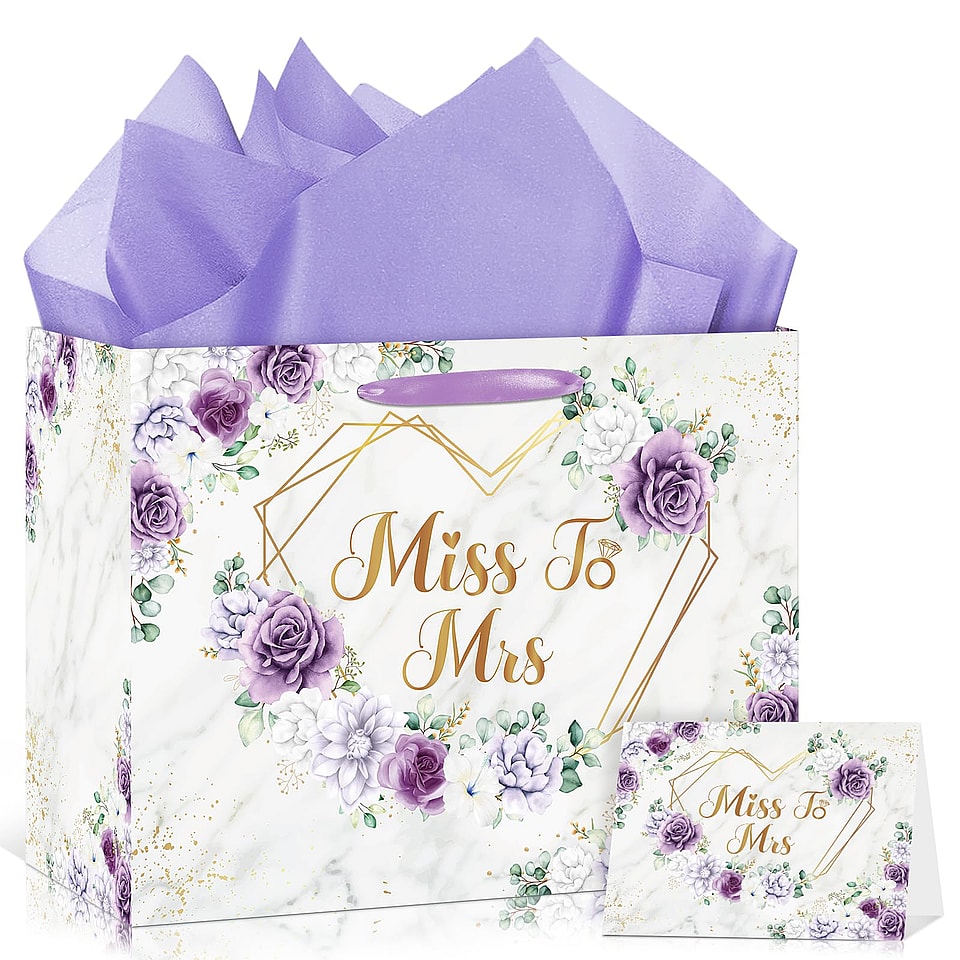 Purple Bridal Shower Gift Bag Set