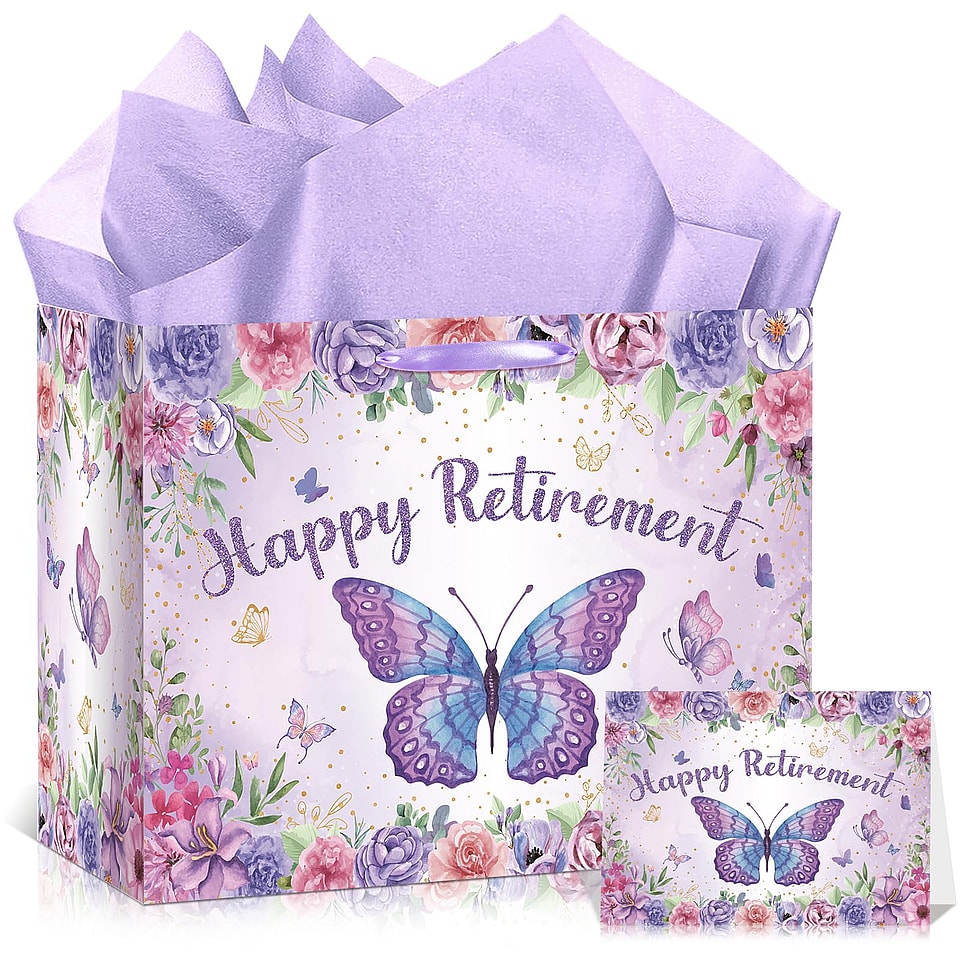 Purple Retirement Gift Bag Set