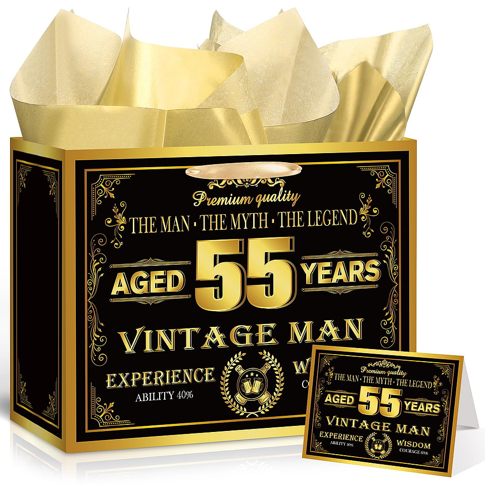 Vintage 55th Birthday Gift Bag Set