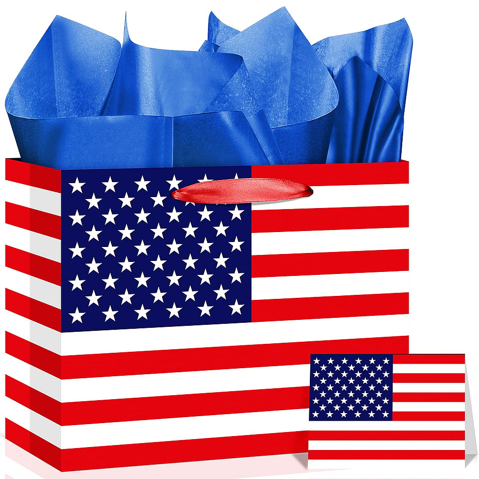 United States US Flag Gift Bag Set