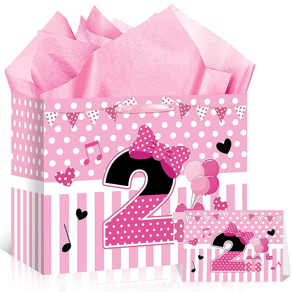 Cartoon Mouse 2nd Birthday Gift Bag Set