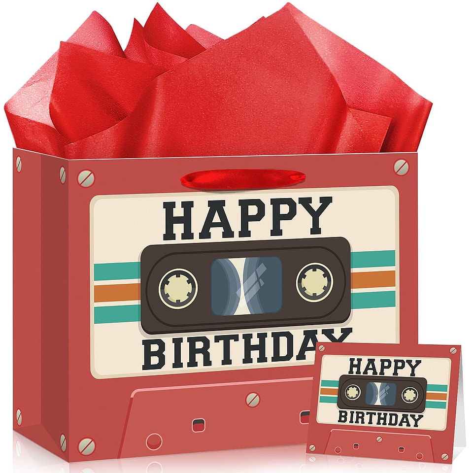 Tape Cassette Birthday Gift Bag Set