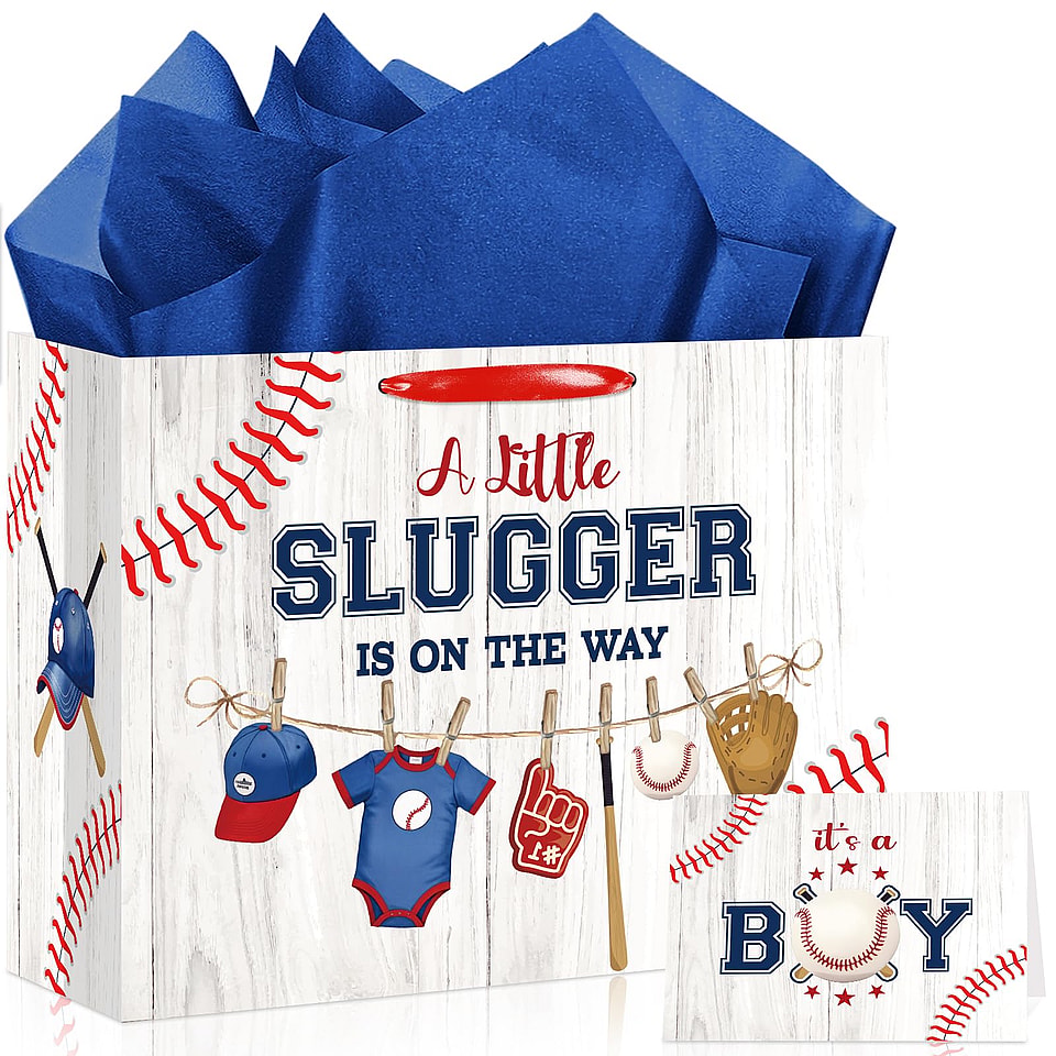 Baseball Baby Shower Birthday Gift Bag Set