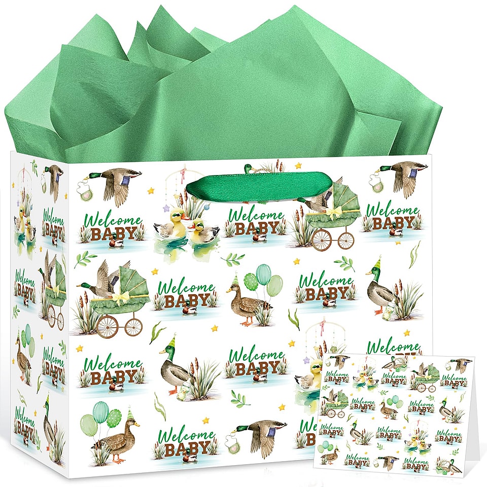 Mallard Duck Baby Shower Paper Gift Bag Set