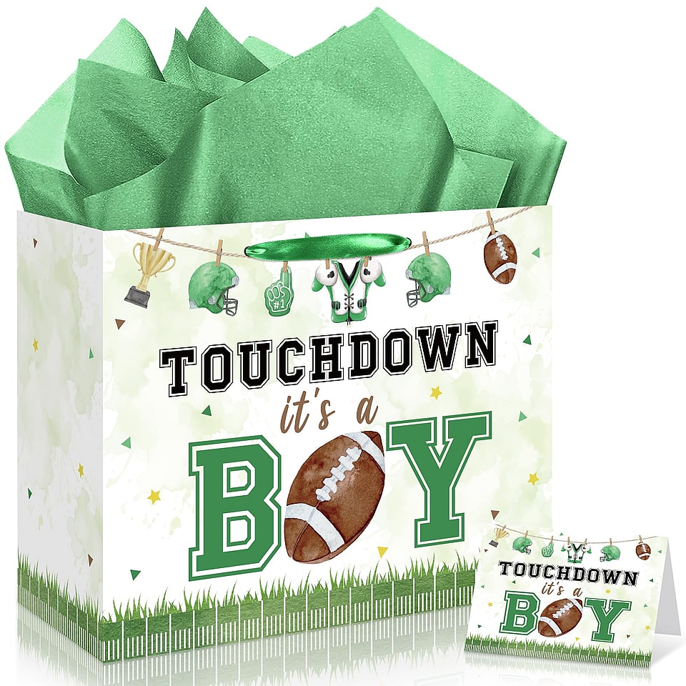 Football Baby Shower Birthday Gift Bag Set